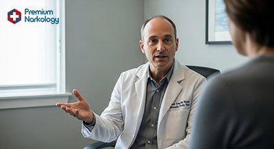 Врач общается с пациентом в кабинете